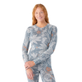 Women's Classic Thermal Merino Base Layer Crew Pacific Blue Floral - ver - 78