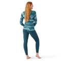 Women's Classic Thermal Merino Base Layer Crew Pacific Blue Floral - ver - 91