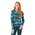 Women's Classic Thermal Merino Base Layer Crew Pacific Blue Floral - ver - 90