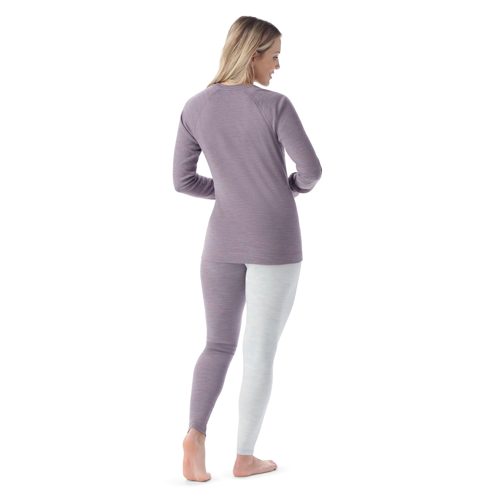 Women's Classic Thermal Merino Base Layer Crew Pacific Blue Floral - ver - 2