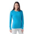 Women's Classic Thermal Merino Base Layer Crew Pacific Blue Floral - ver - 130