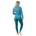 Women's Classic Thermal Merino Base Layer Crew Pacific Blue Floral - ver - 60