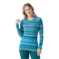 Women's Classic Thermal Merino Base Layer Crew Pacific Blue Floral - ver - 59