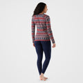 Women's Classic Thermal Merino Base Layer Crew Pacific Blue Floral - ver - 40