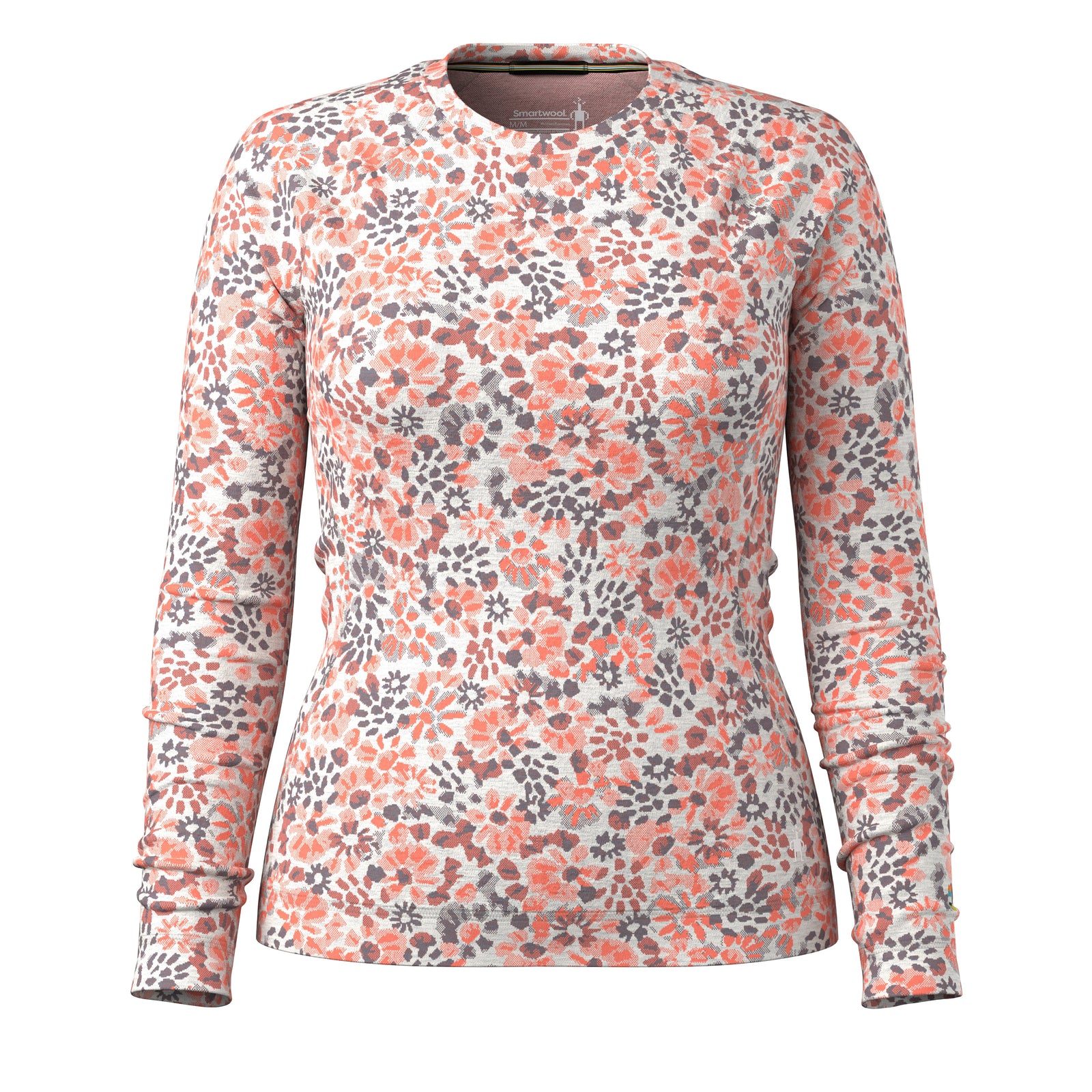 Women's Classic Thermal Merino Base Layer Crew Pacific Blue Floral - ver - 3
