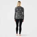 Women's Classic Thermal Merino Base Layer Crew Pacific Blue Floral - ver - 17