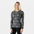 Women's Classic Thermal Merino Base Layer Crew Pacific Blue Floral - ver - 16