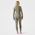 Women's Classic Thermal Merino Base Layer Crew Pacific Blue Floral - ver - 2