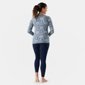 Women's Classic Thermal Merino Base Layer Crew Pacific Blue Floral - ver - 28