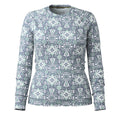 Women's Classic Thermal Merino Base Layer Crew Pacific Blue Floral - ver - 29