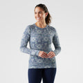 Women's Classic Thermal Merino Base Layer Crew Pacific Blue Floral - ver - 27