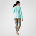 Women's Classic Thermal Merino Base Layer Crew Pacific Blue Floral - ver - 64