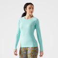 Women's Classic Thermal Merino Base Layer Crew Pacific Blue Floral - ver - 63