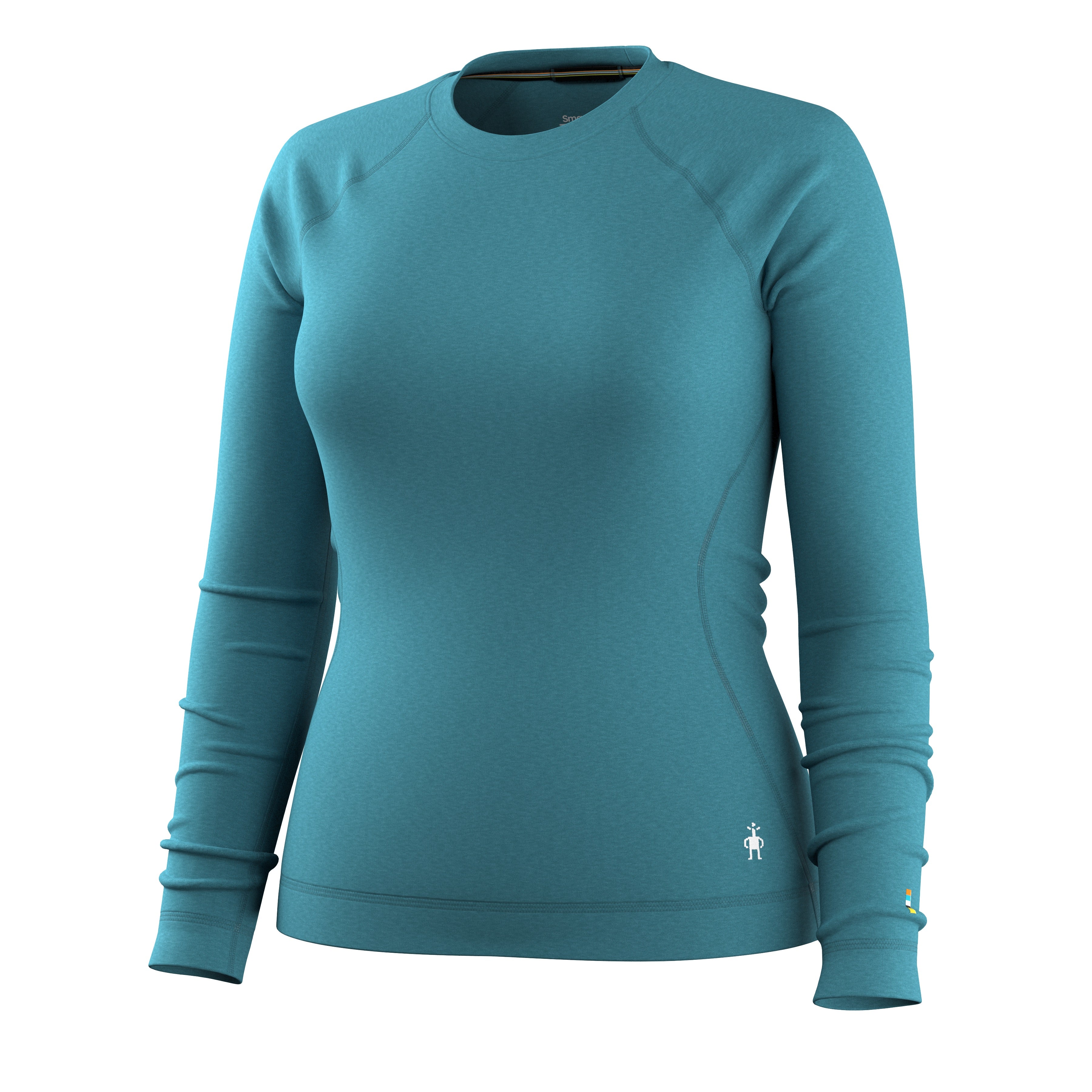 Women's Classic Thermal Merino Base Layer Crew - Pacific Blue Floral
