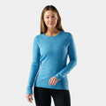 Women's Classic Thermal Merino Base Layer Crew Pacific Blue Floral - ver - 74