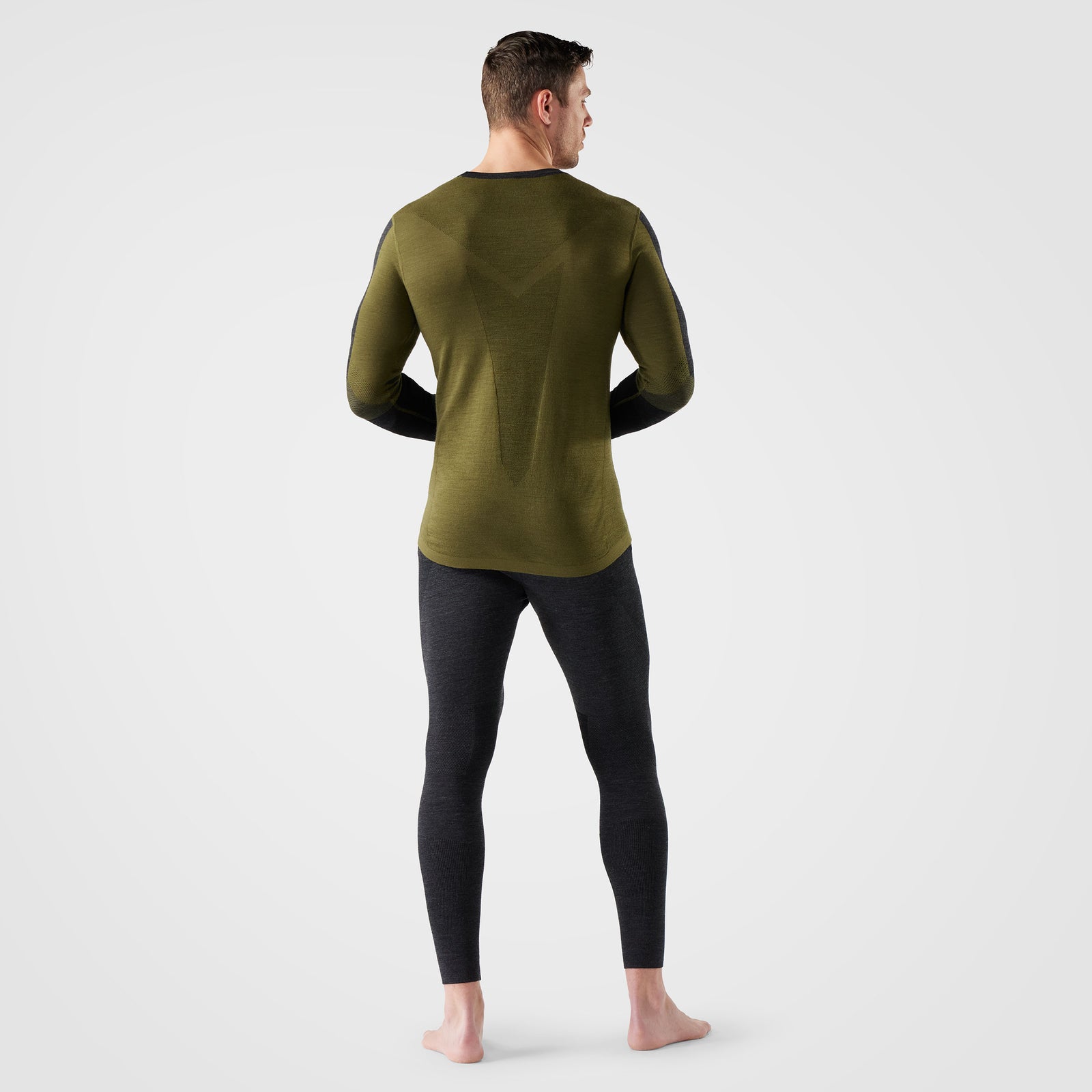 Men's Intraknit™ Thermal Merino Base Layer Colorblock Crew Winter Moss-Charcoal - ver - 2