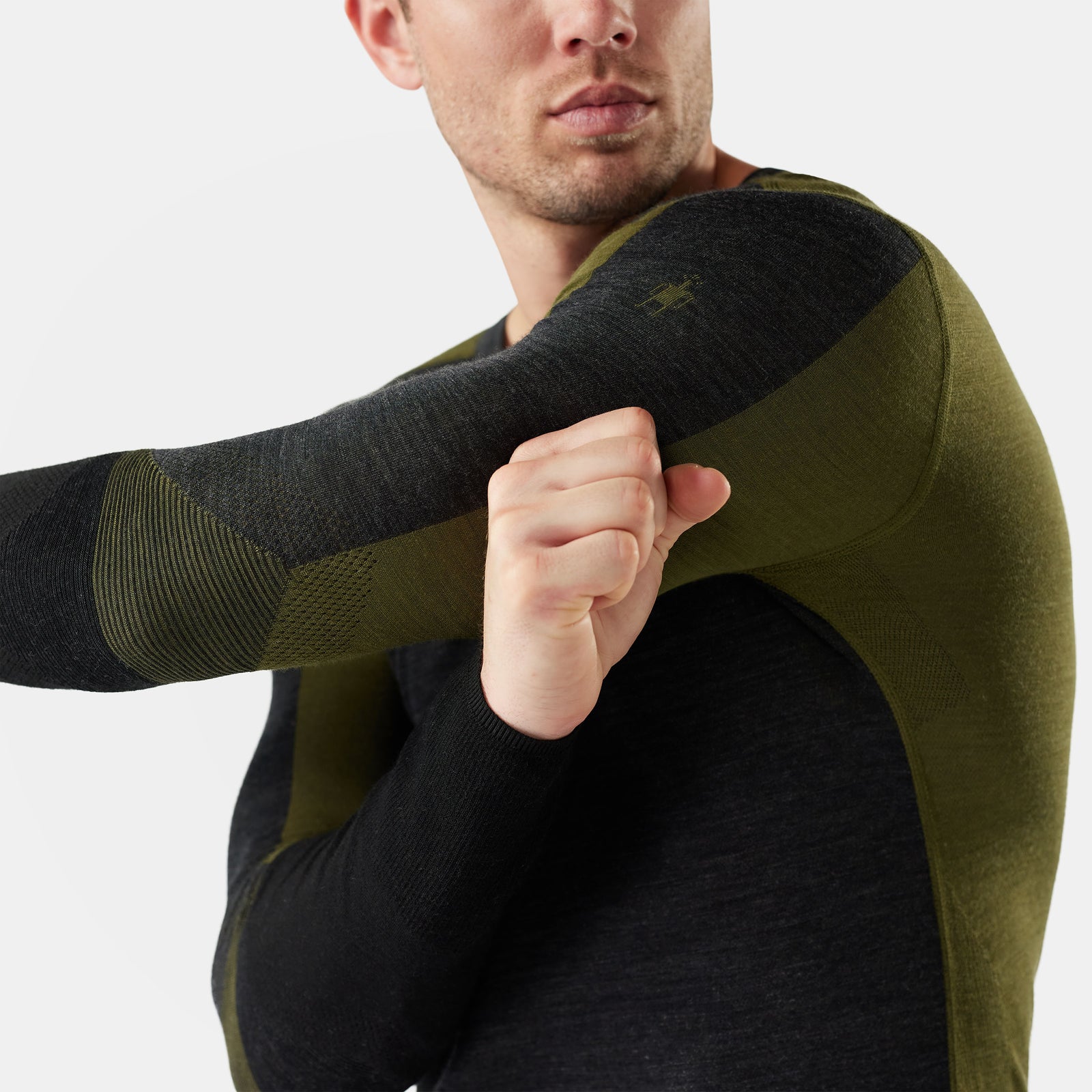 Men's Intraknit™ Thermal Merino Base Layer Colorblock Crew Winter Moss-Charcoal - ver - 3
