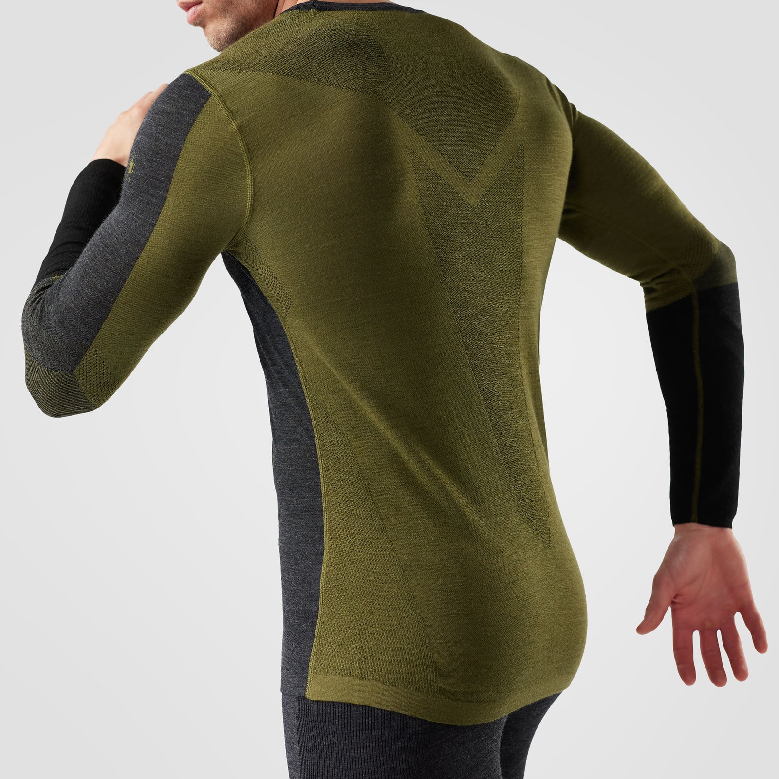 Men's Intraknit™ Thermal Merino Base Layer Colorblock Crew Winter Moss-Charcoal - ver - 4