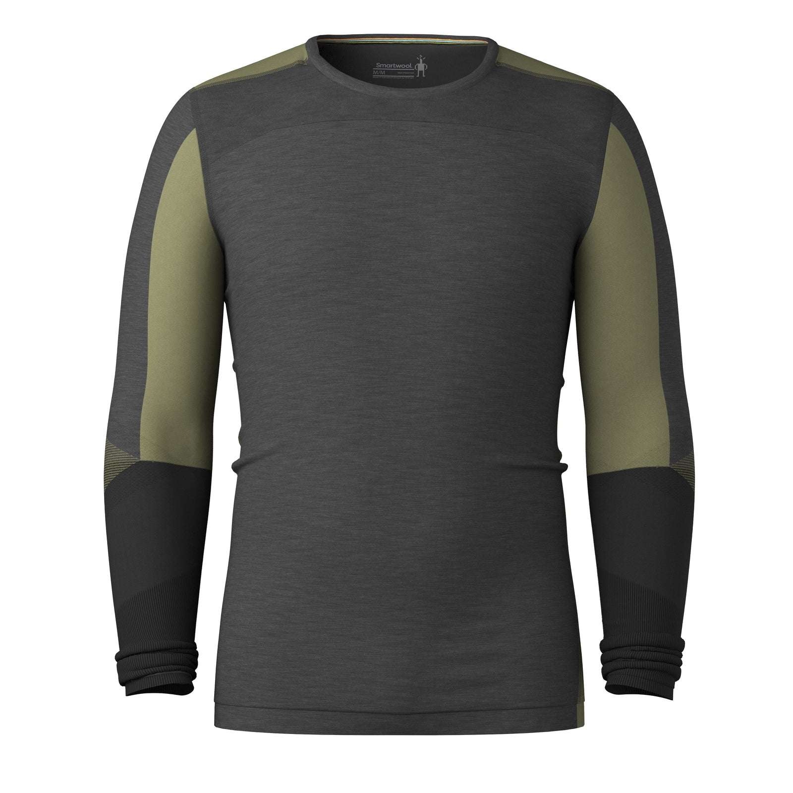 Men's Intraknit™ Thermal Merino Base Layer Colorblock Crew Winter Moss-Charcoal - ver - 5
