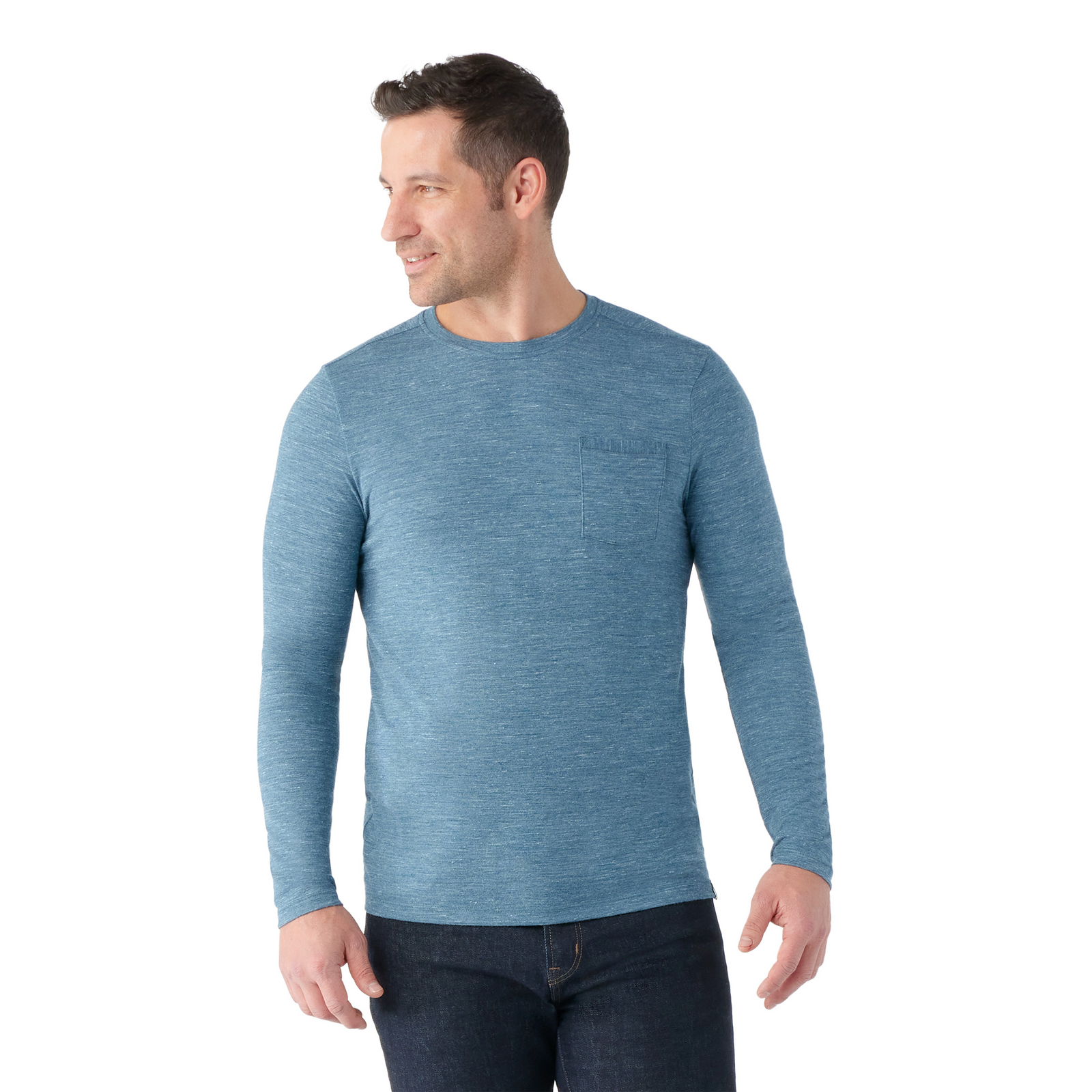 Men's Everyday Exploration Merino Long Sleeve Pocket Tee Black Heather - ver - 5