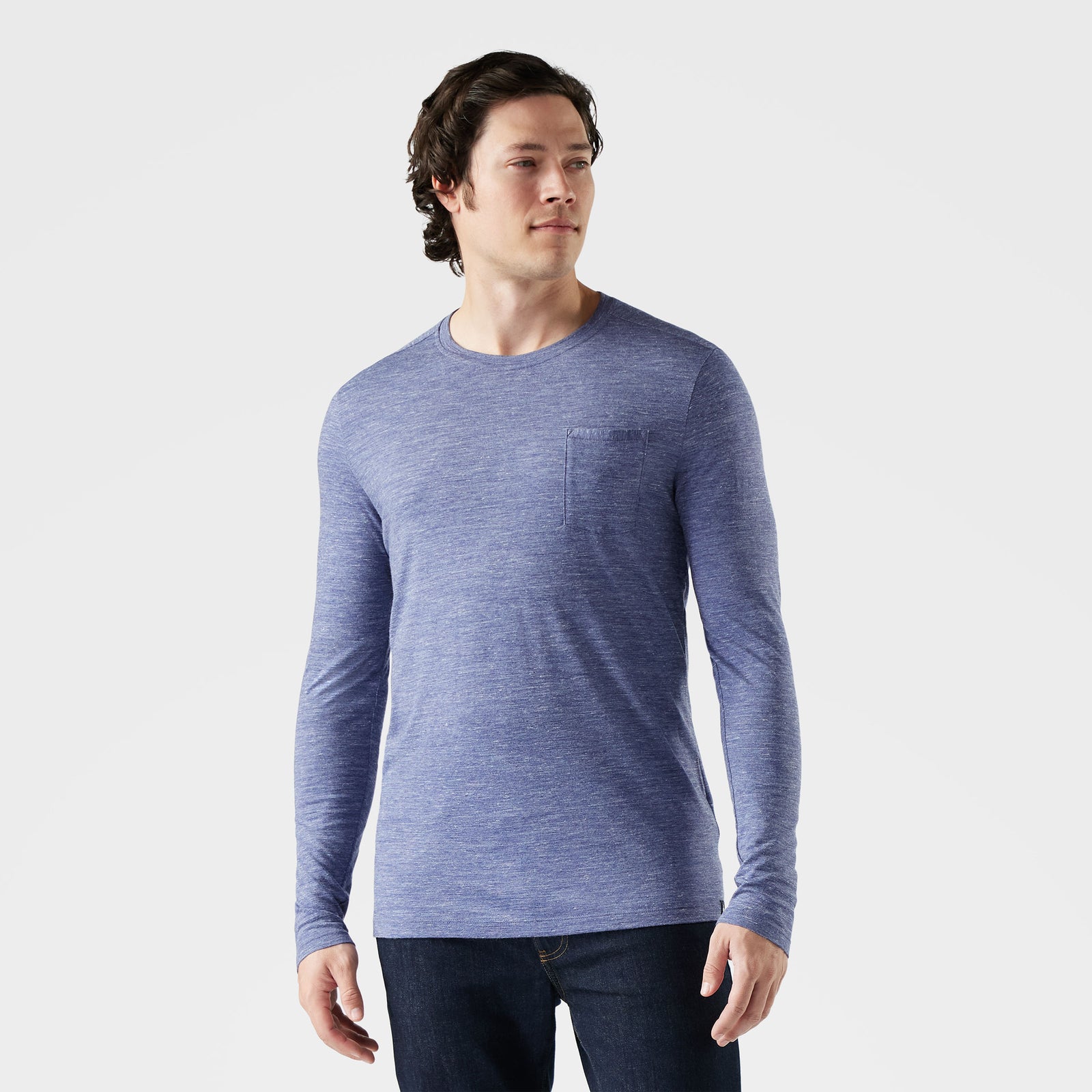 Men's Everyday Exploration Merino Long Sleeve Pocket Tee Black Heather - ver - 1