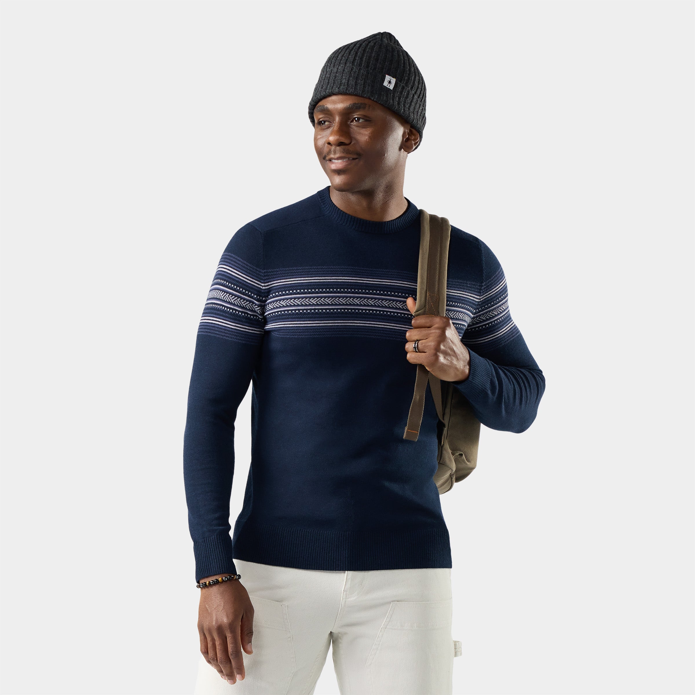 新品　BRIEFING WS WR STRIPE CREW NECK KNIT Men's Sparwood Stripe Crew Sweater Deep Navy