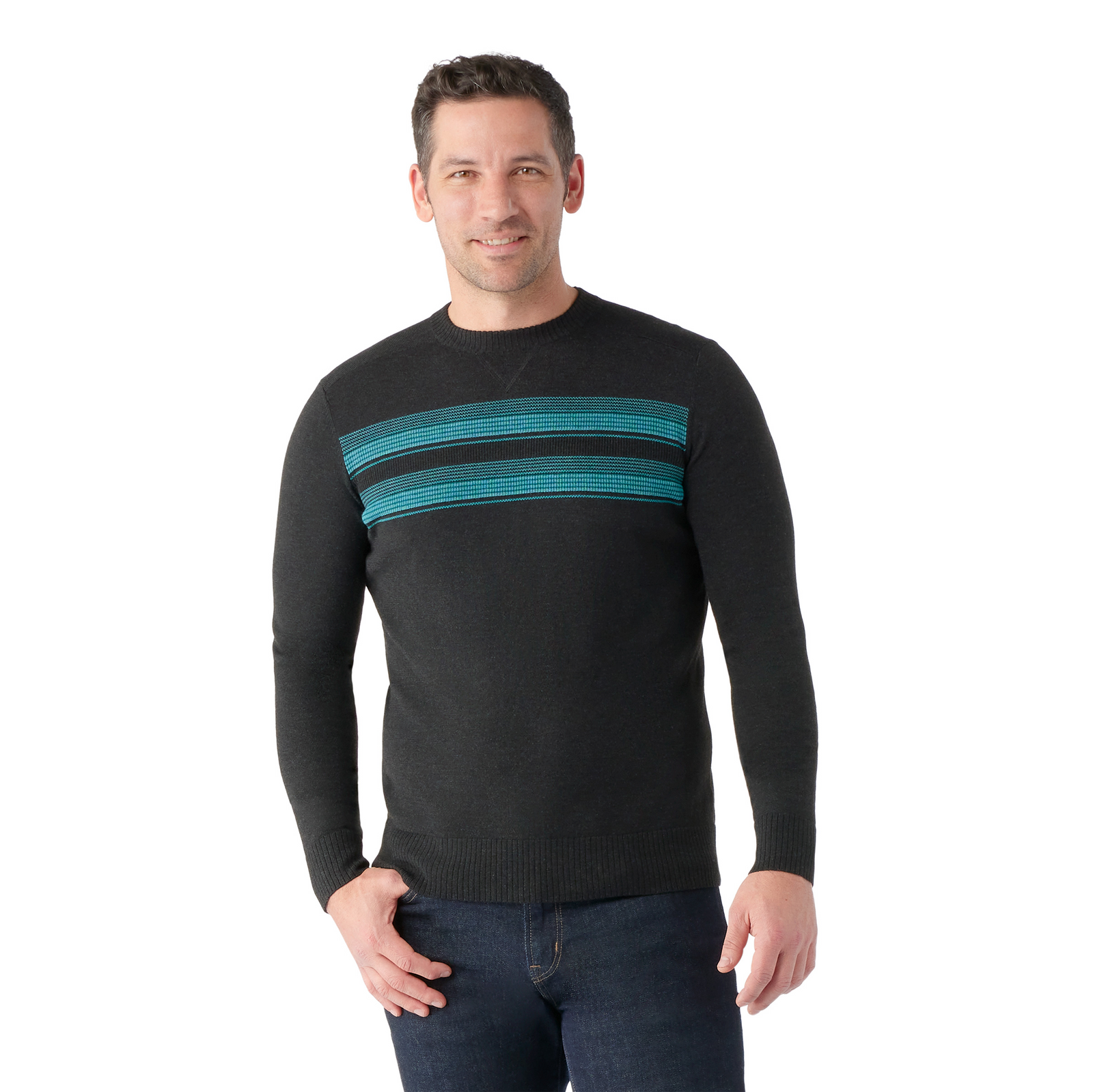 Men's Sparwood Stripe Crew Sweater Toasted Coconut-Light Gray - ver - 1