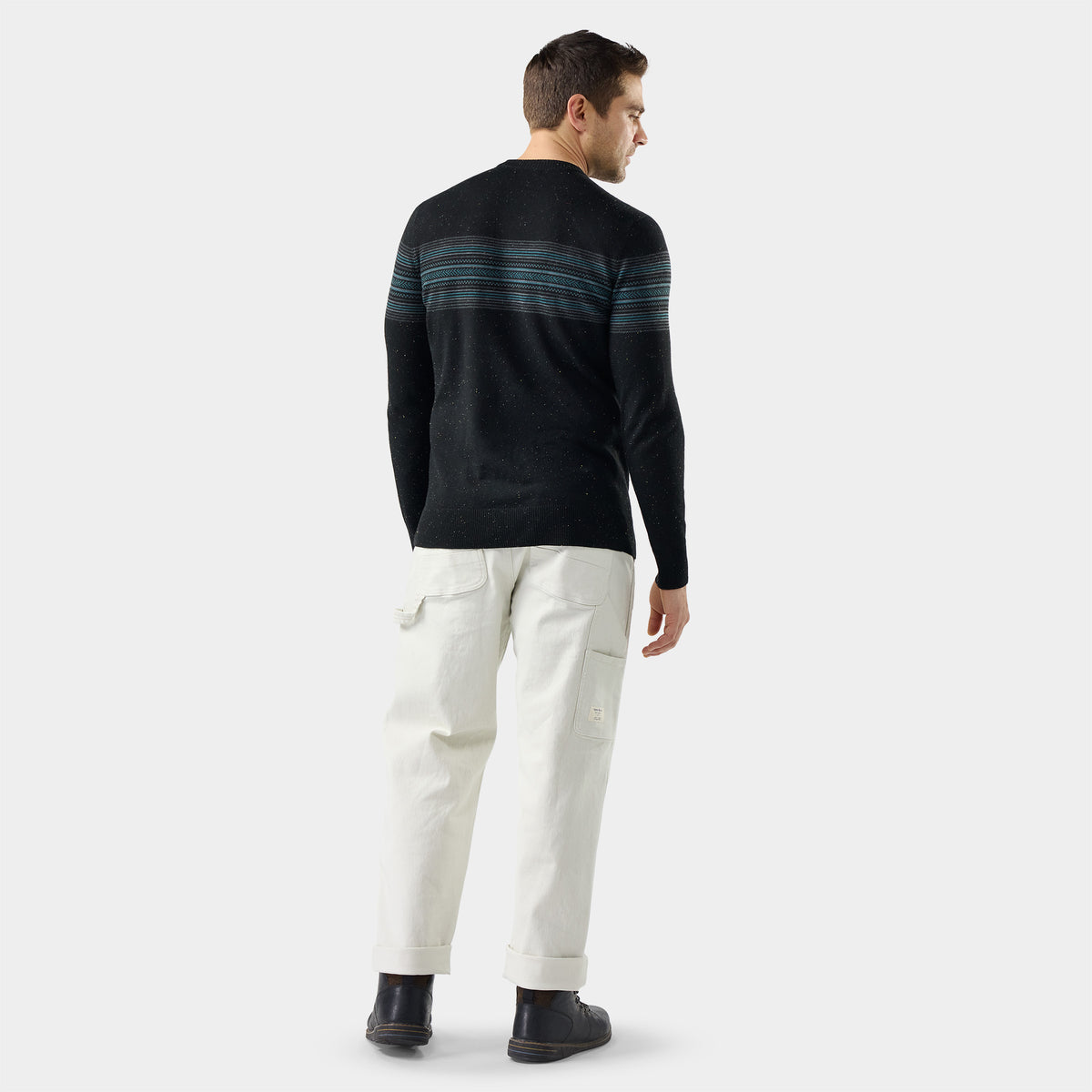 Men's Sparwood Stripe Crew Sweater Black Donegal - ver - 2