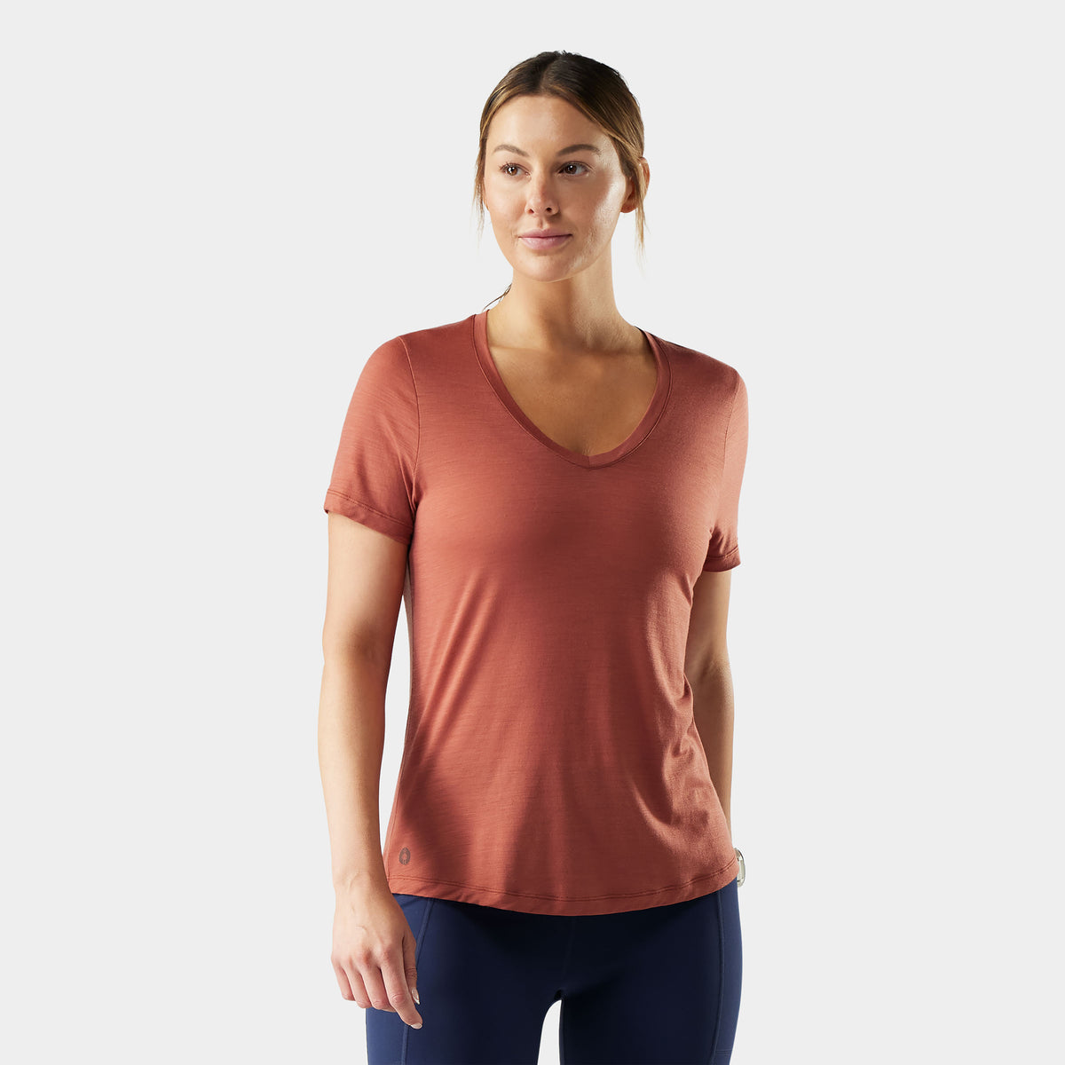 Women's Active Ultralite V-Neck Short Sleeve Burnt Sienna - 1