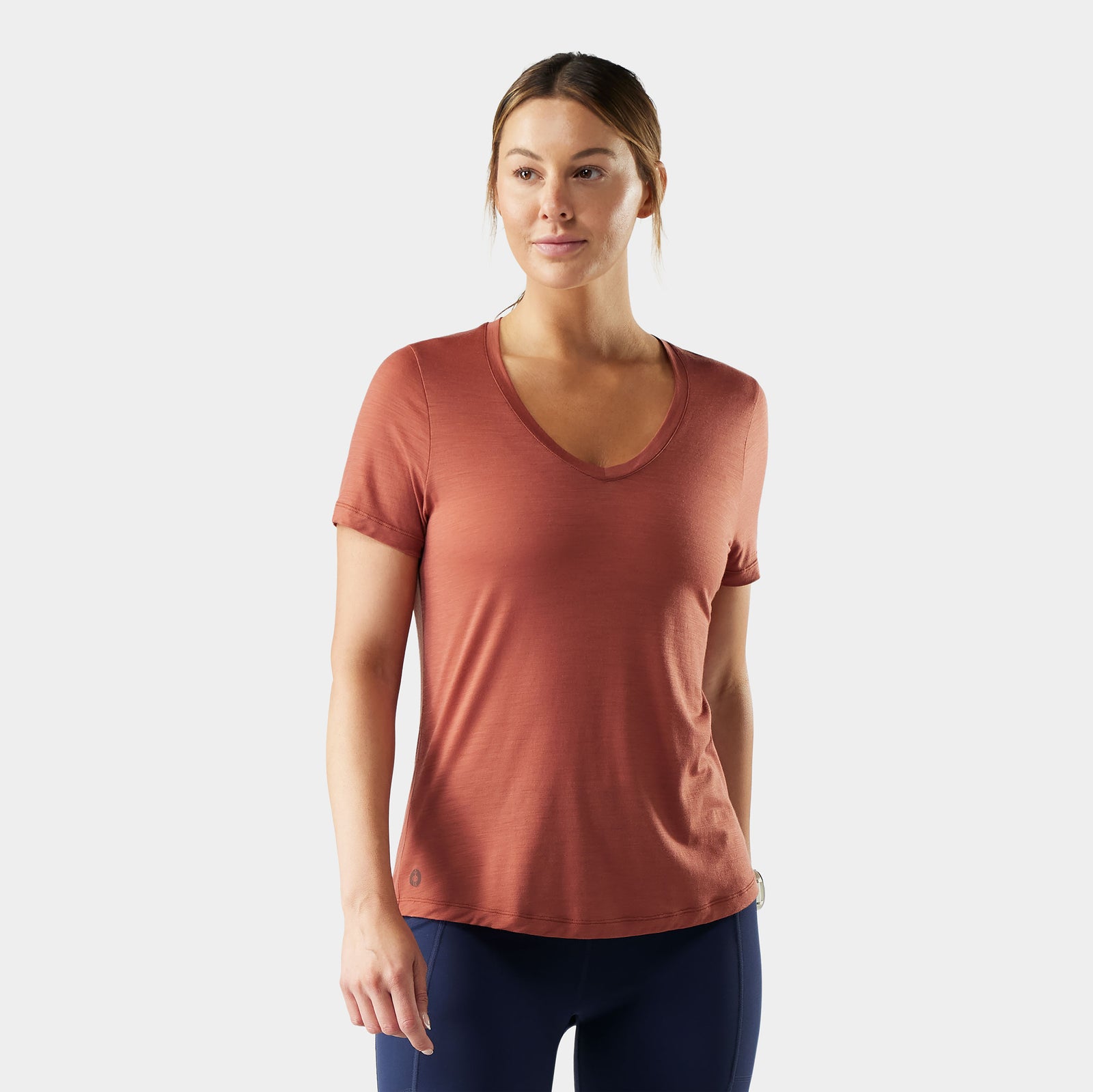 Women's Active Ultralite V-Neck Short Sleeve Burnt Sienna - ver - 1