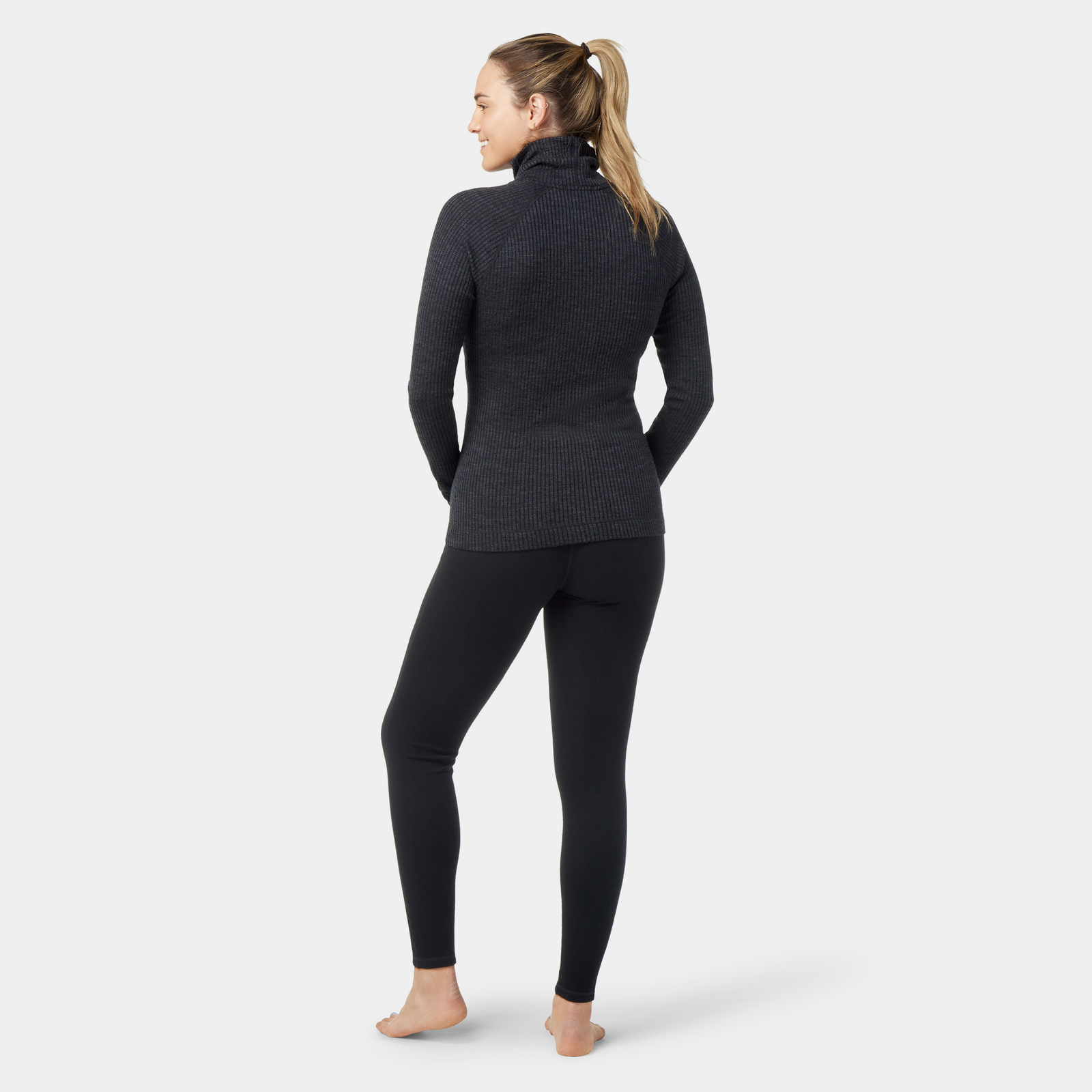 Women's Thermal Merino Rib Turtleneck Mink-Chalk Violet Heather - ver - 2
