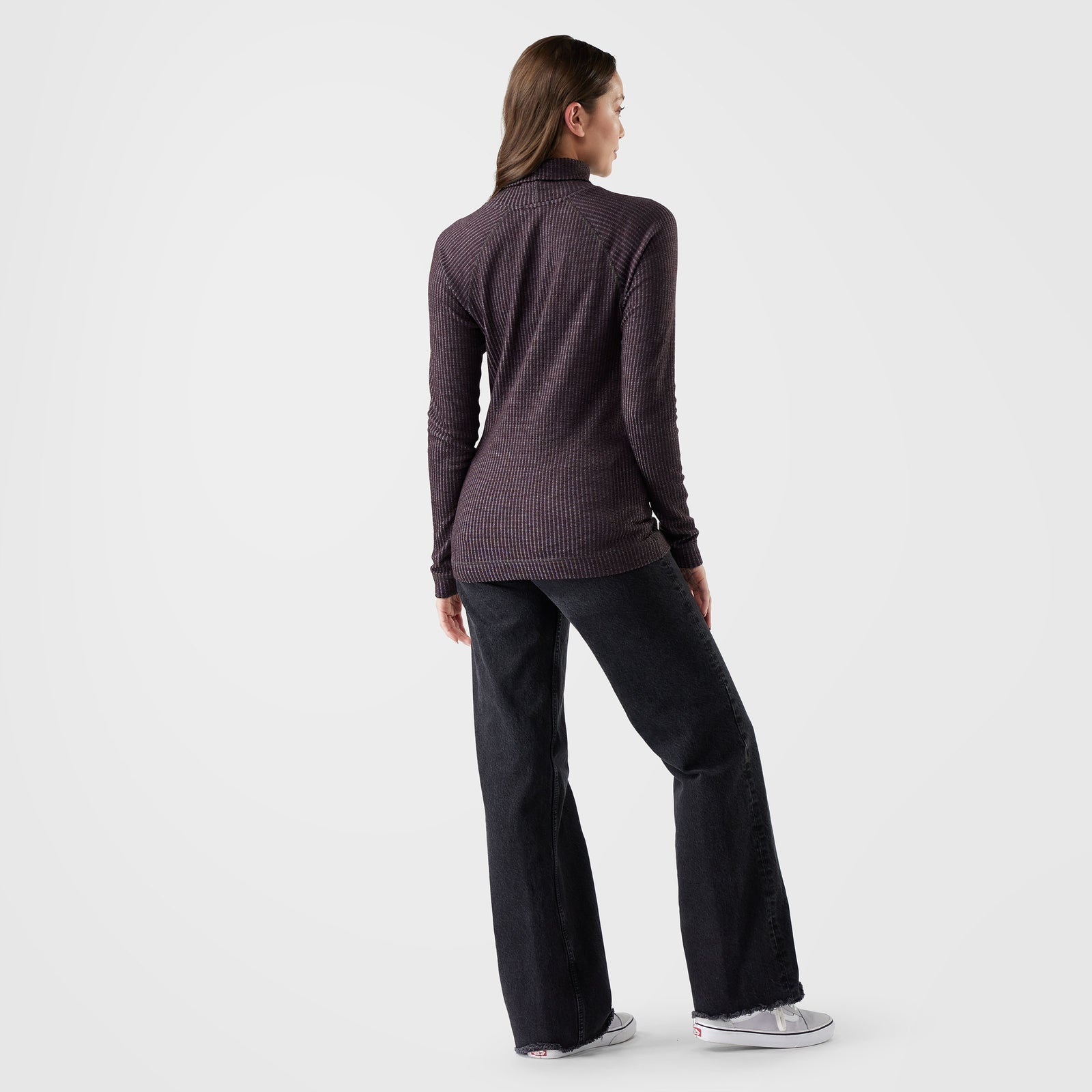 Women's Thermal Merino Rib Turtleneck Mink-Chalk Violet Heather - ver - 2