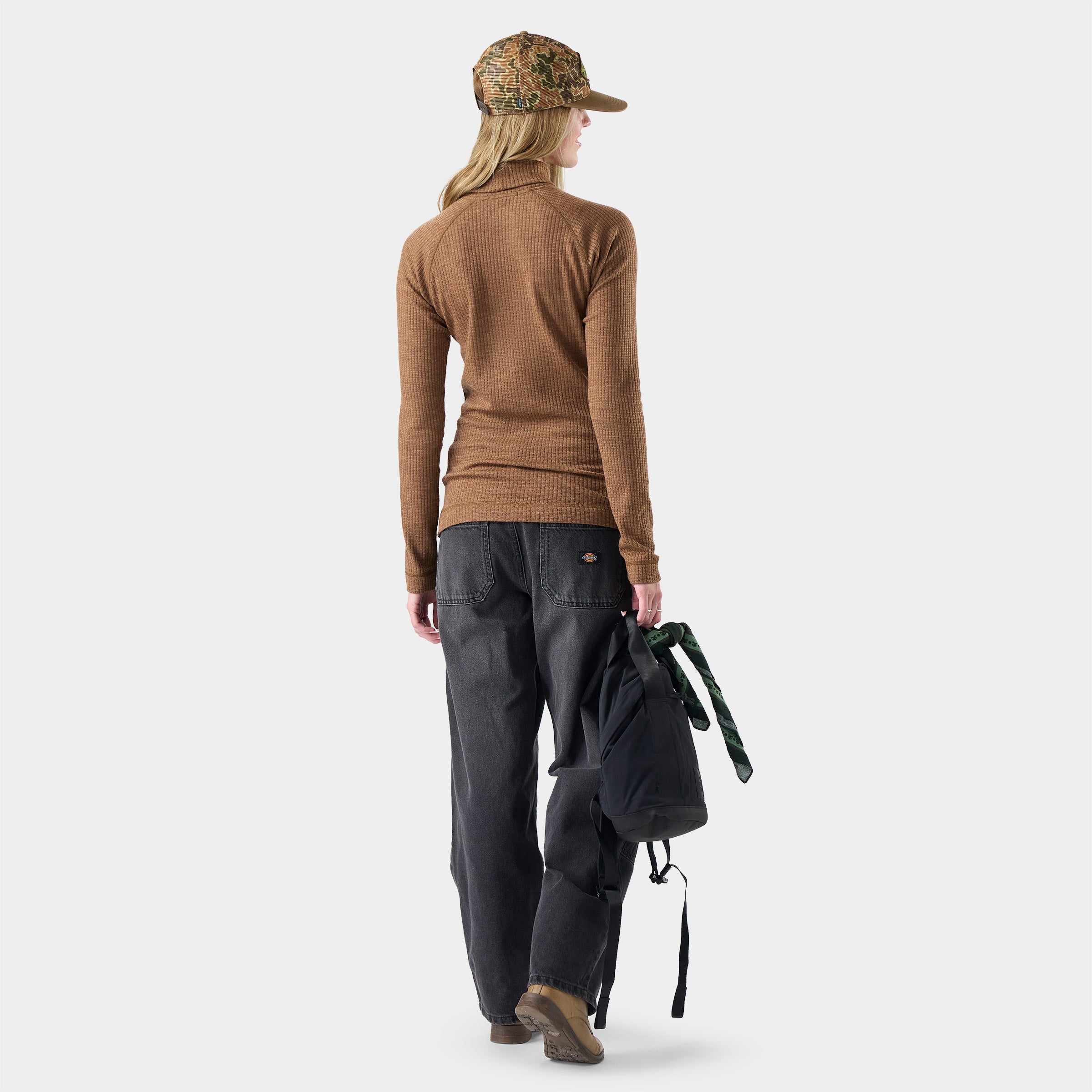 Women's Thermal Merino Rib Turtleneck Mocha Heather