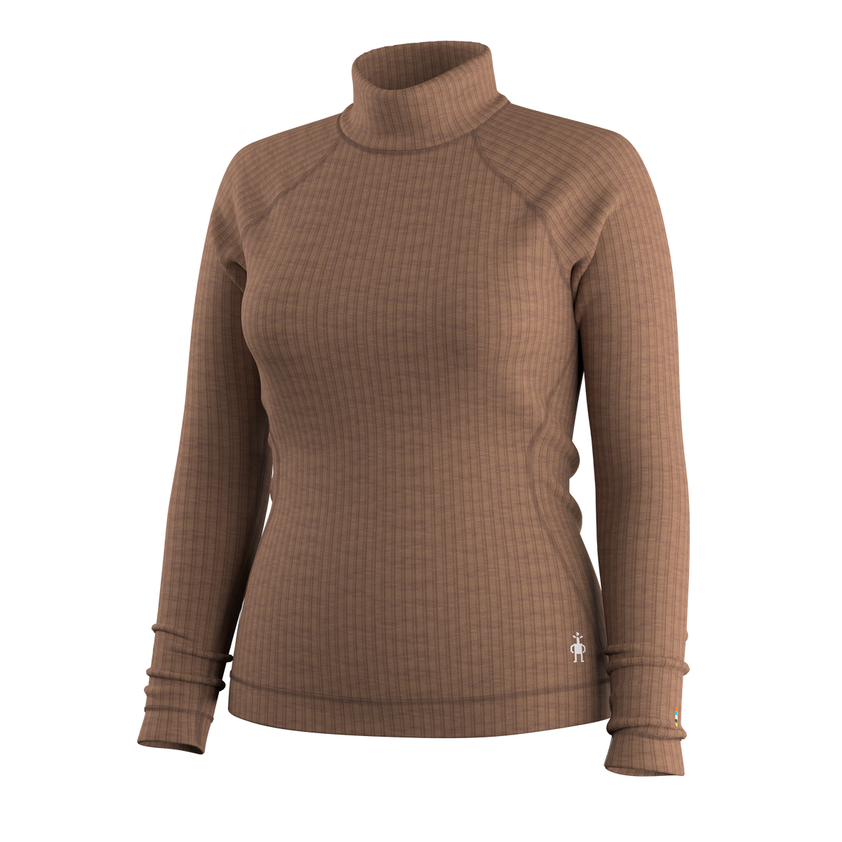 Women's Thermal Merino Rib Turtleneck Mocha Heather