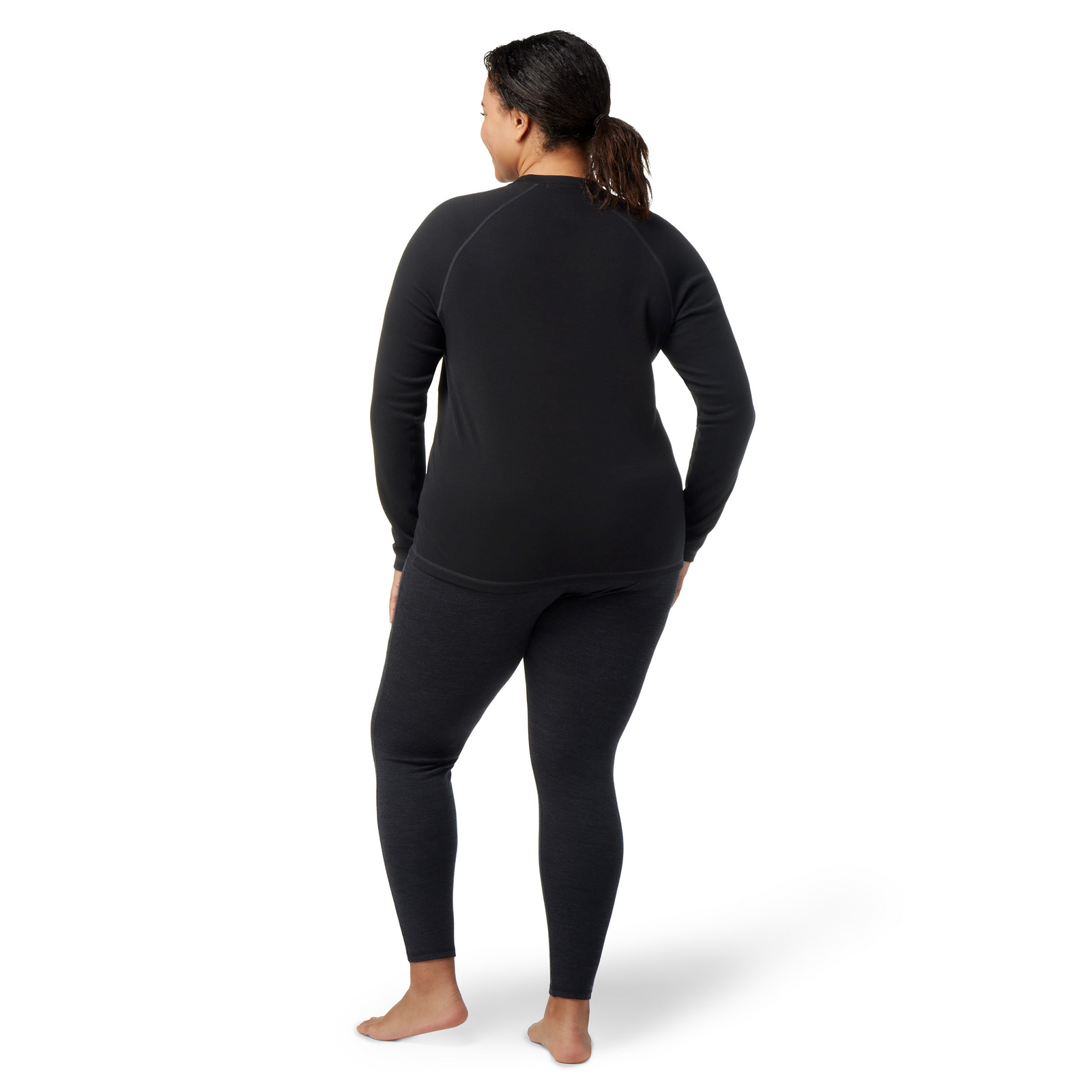 Women's Classic Thermal Merino Base Layer Crew Plus Black - ver - 2