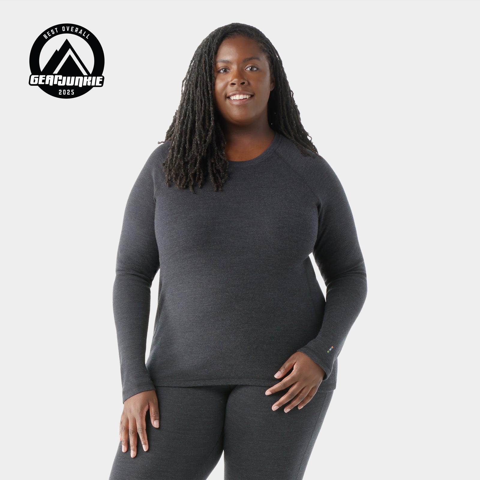 Women's Classic Thermal Merino Base Layer Crew Plus Black - ver - 1
