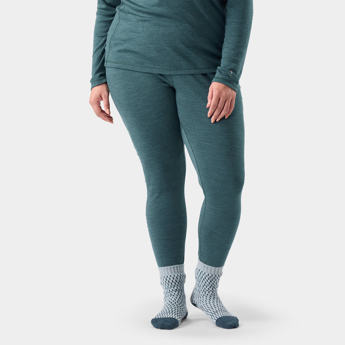 Women's Classic Thermal Merino Base Layer Bottom Plus Twilight Blue Heather - 