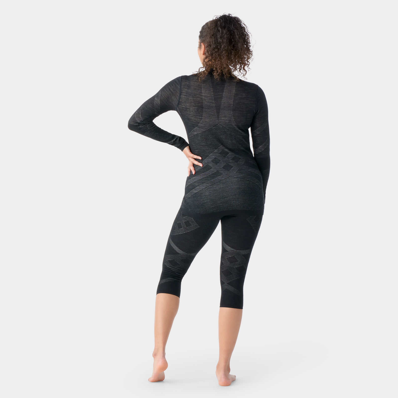 Women's Intraknit™ Thermal Merino Base Layer 3/4 Bottom Black-White - ver - 2