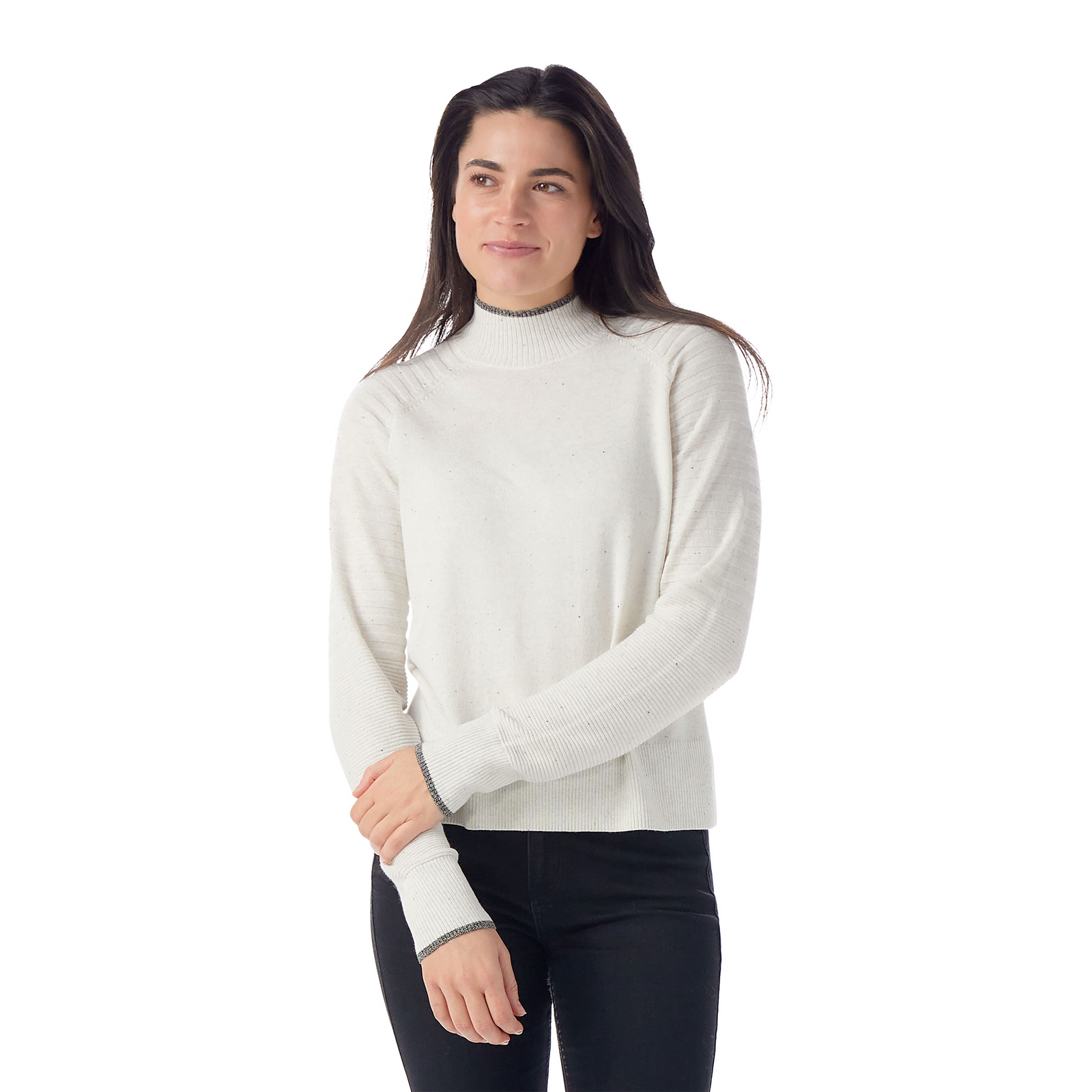 Women's Edgewood Mock Neck Sweater Natural Donegal - ver - 1