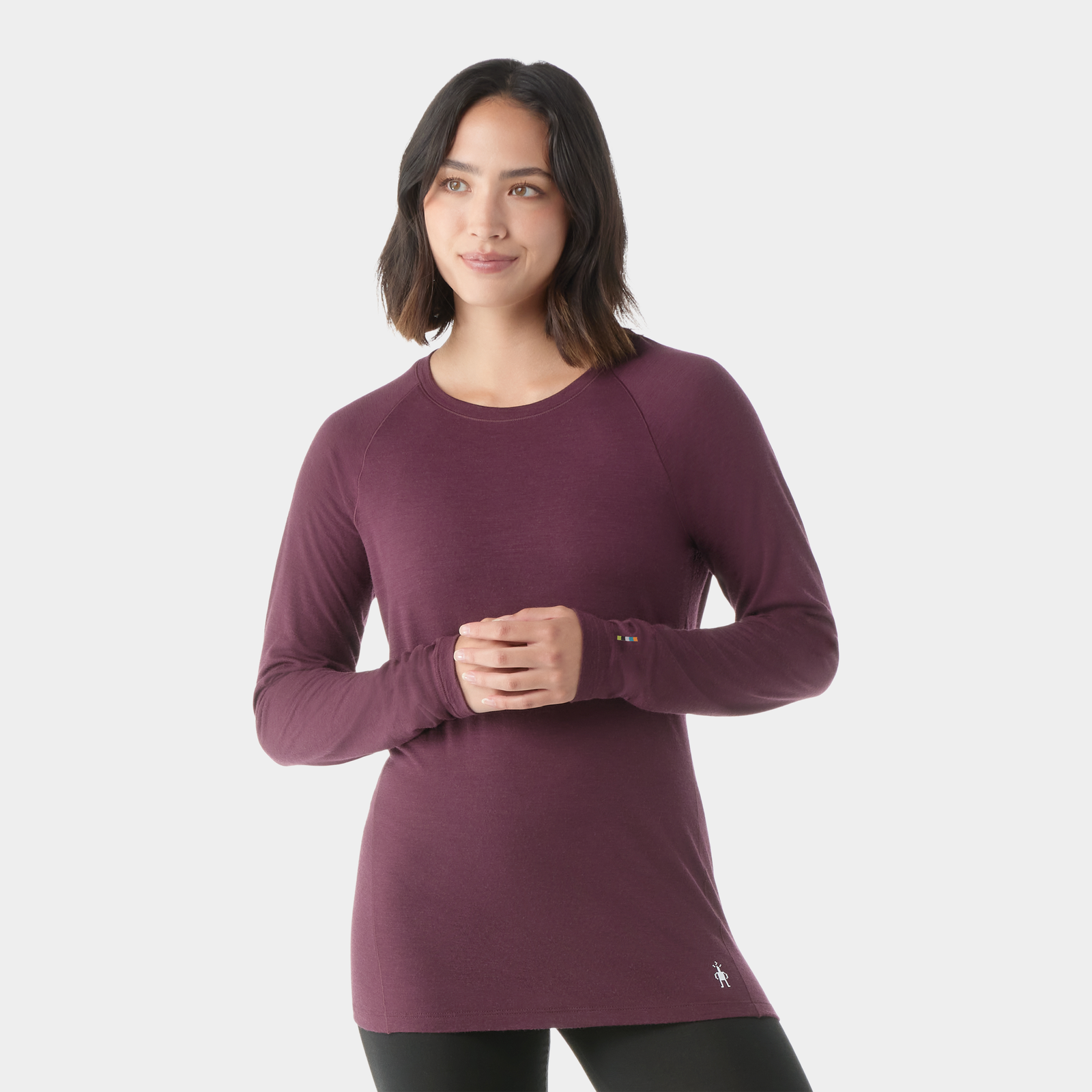 Women's Classic All-Season Merino Base Layer Crew Purple Storm Mountain - ver - 1