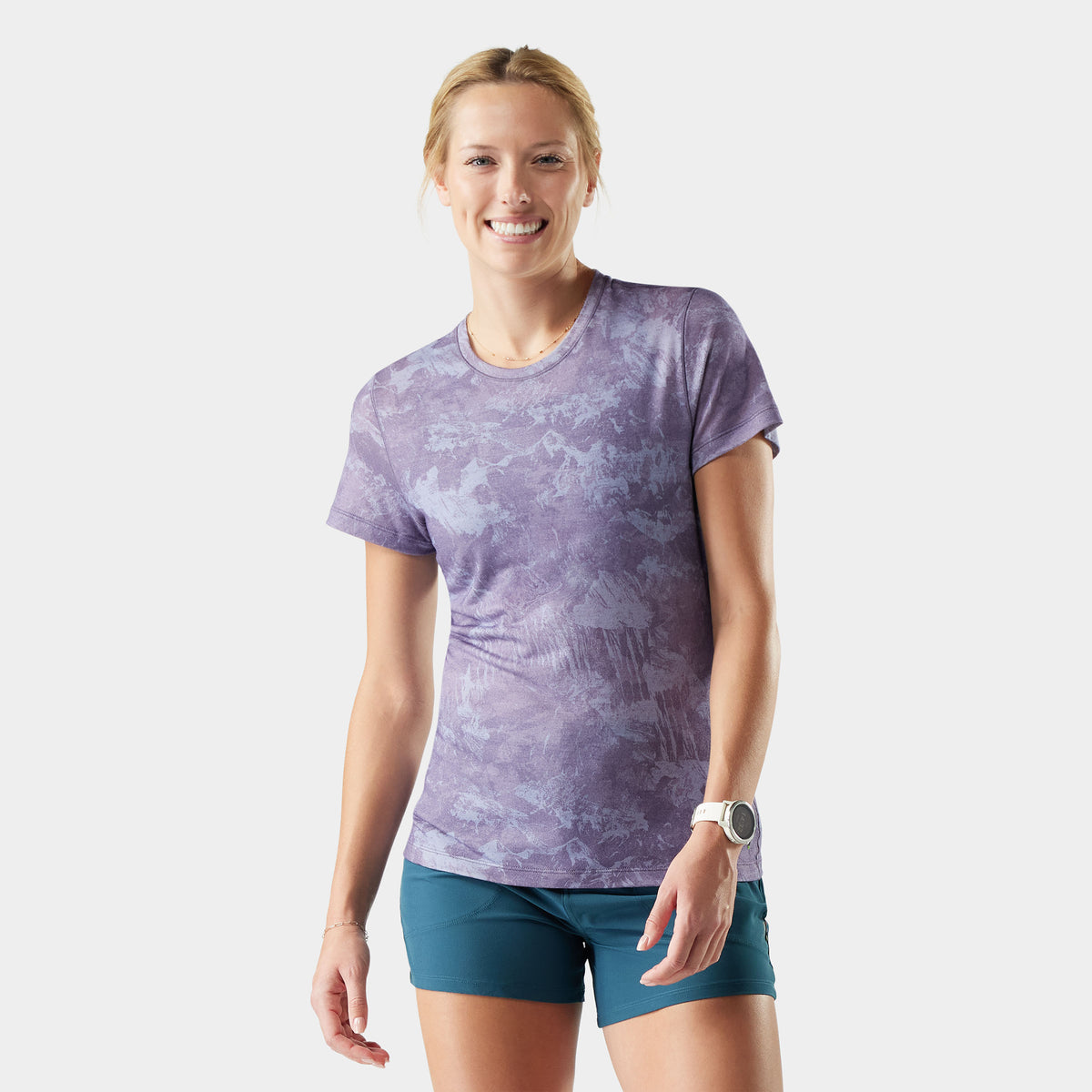 Women's Merino Short Sleeve Tee Purple Storm Mountain - 1