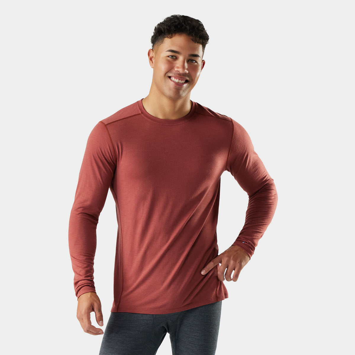 Men's Classic All-Season Merino Base Layer Crew Burnt Sienna - 1
