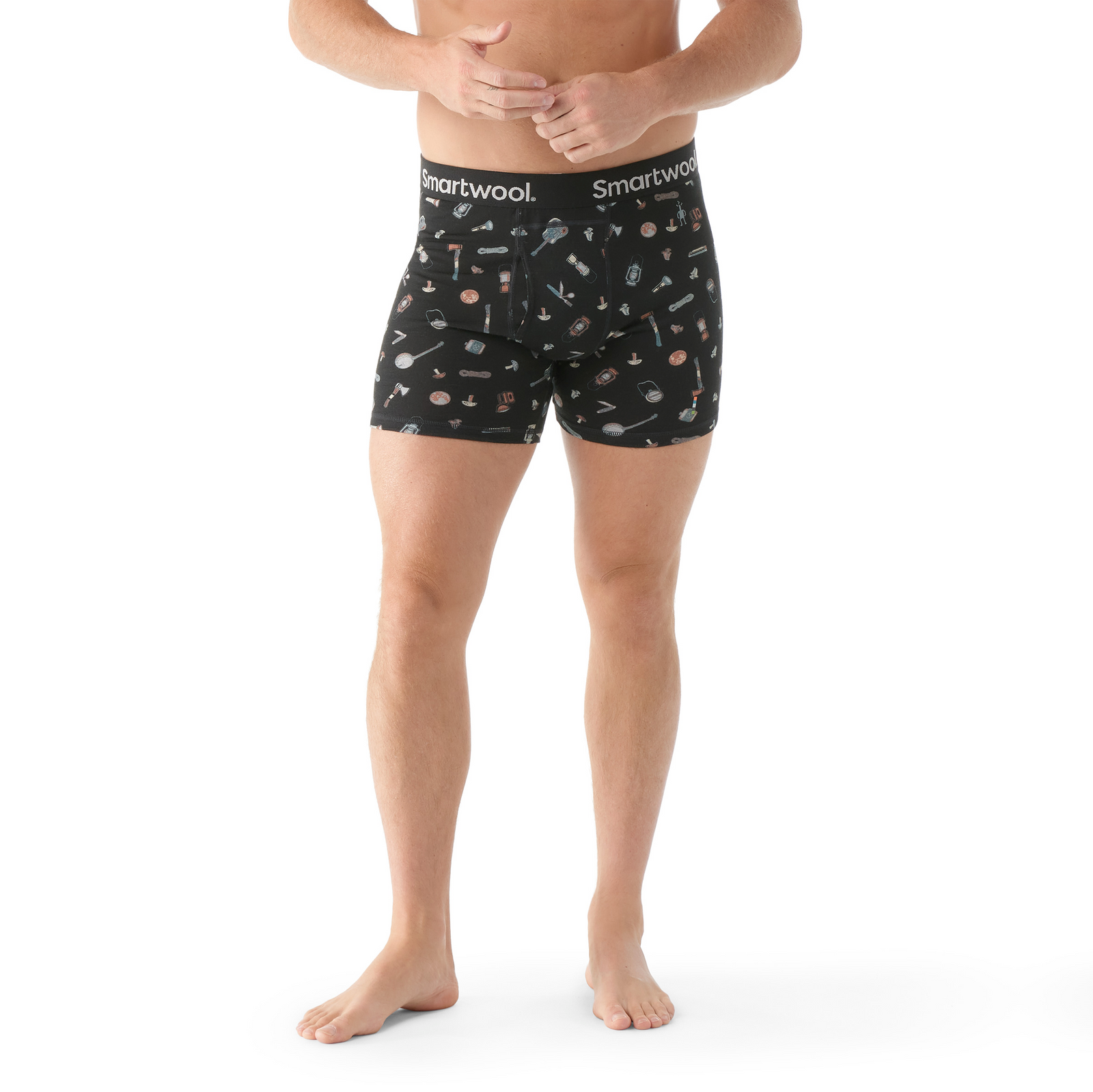 Men's Merino Print Boxer Brief Dusty Teal Geo Floral - ver - 1