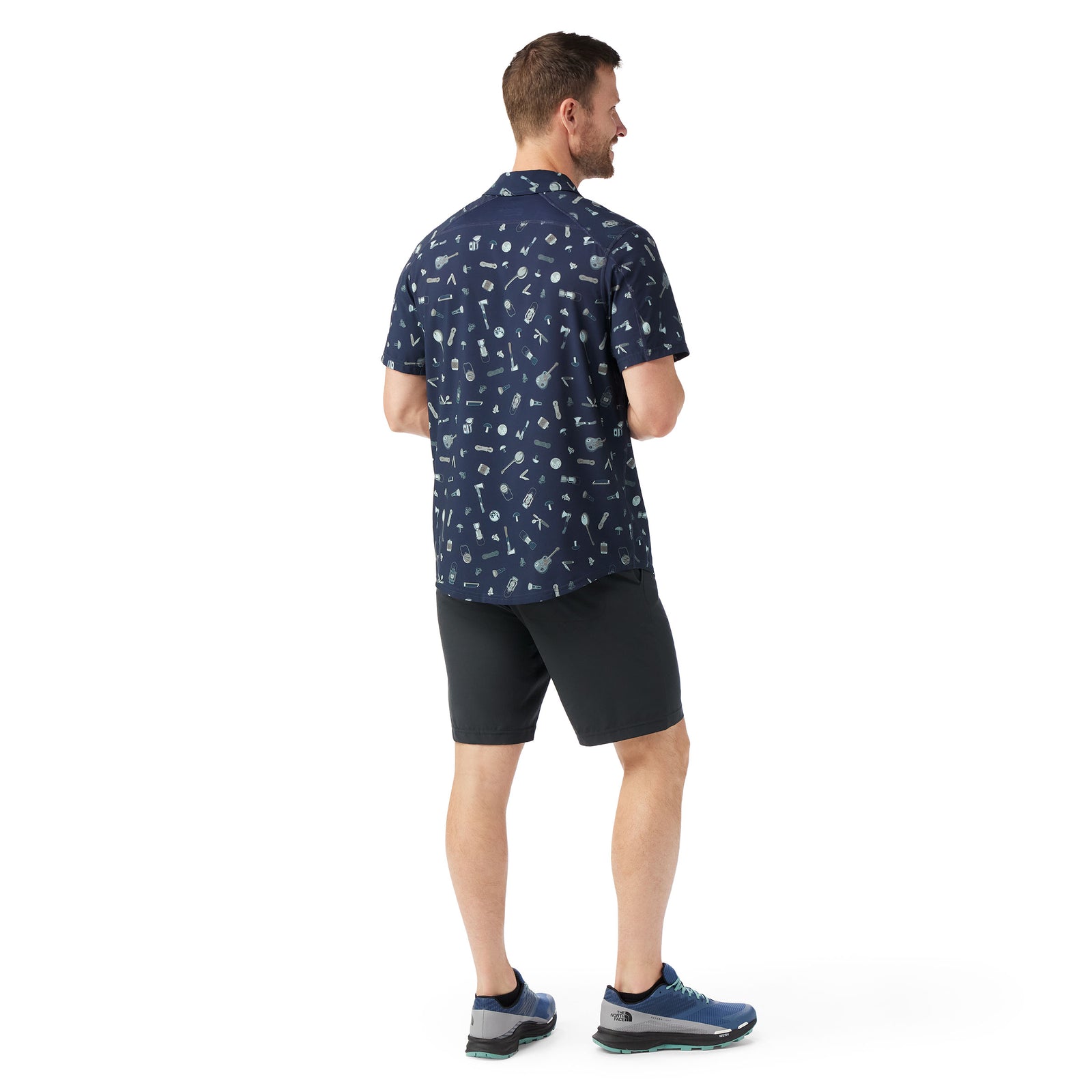Men's Everyday Short Sleeve Button Down Dusty Teal Geo Floral - ver - 2