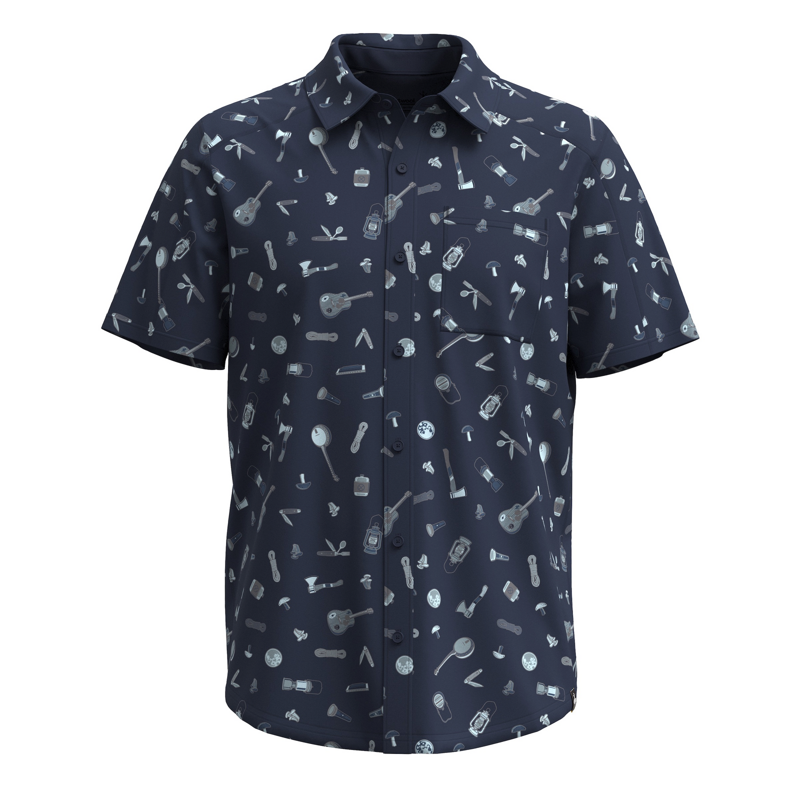 Men's Everyday Short Sleeve Button Down Dusty Teal Geo Floral - ver - 3