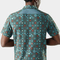 Men's Everyday Short Sleeve Button Down Dusty Teal Geo Floral - ver - 3