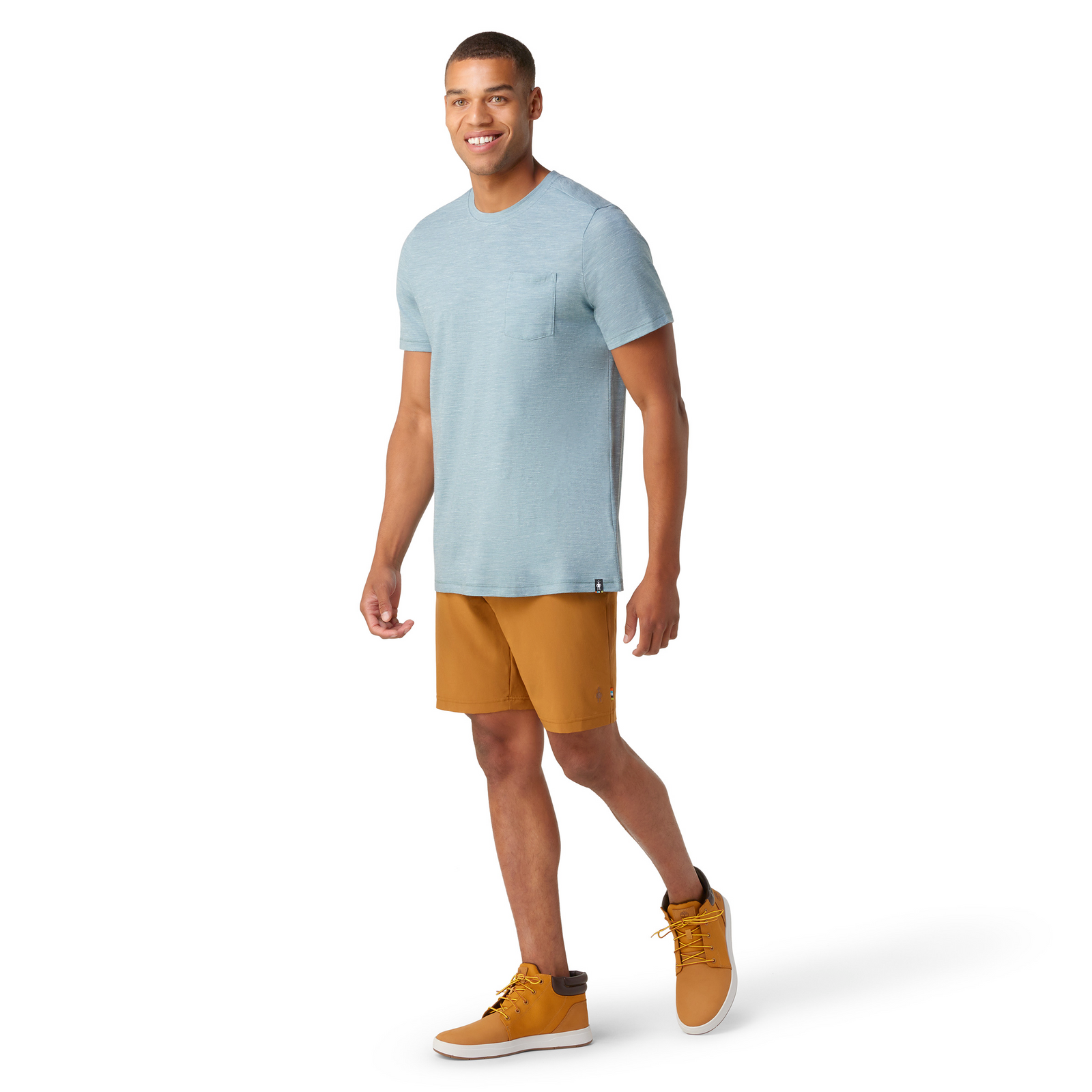 T-shirt à manches courtes poche Merino en mélange de chanvre pour hommes  - voir - 1