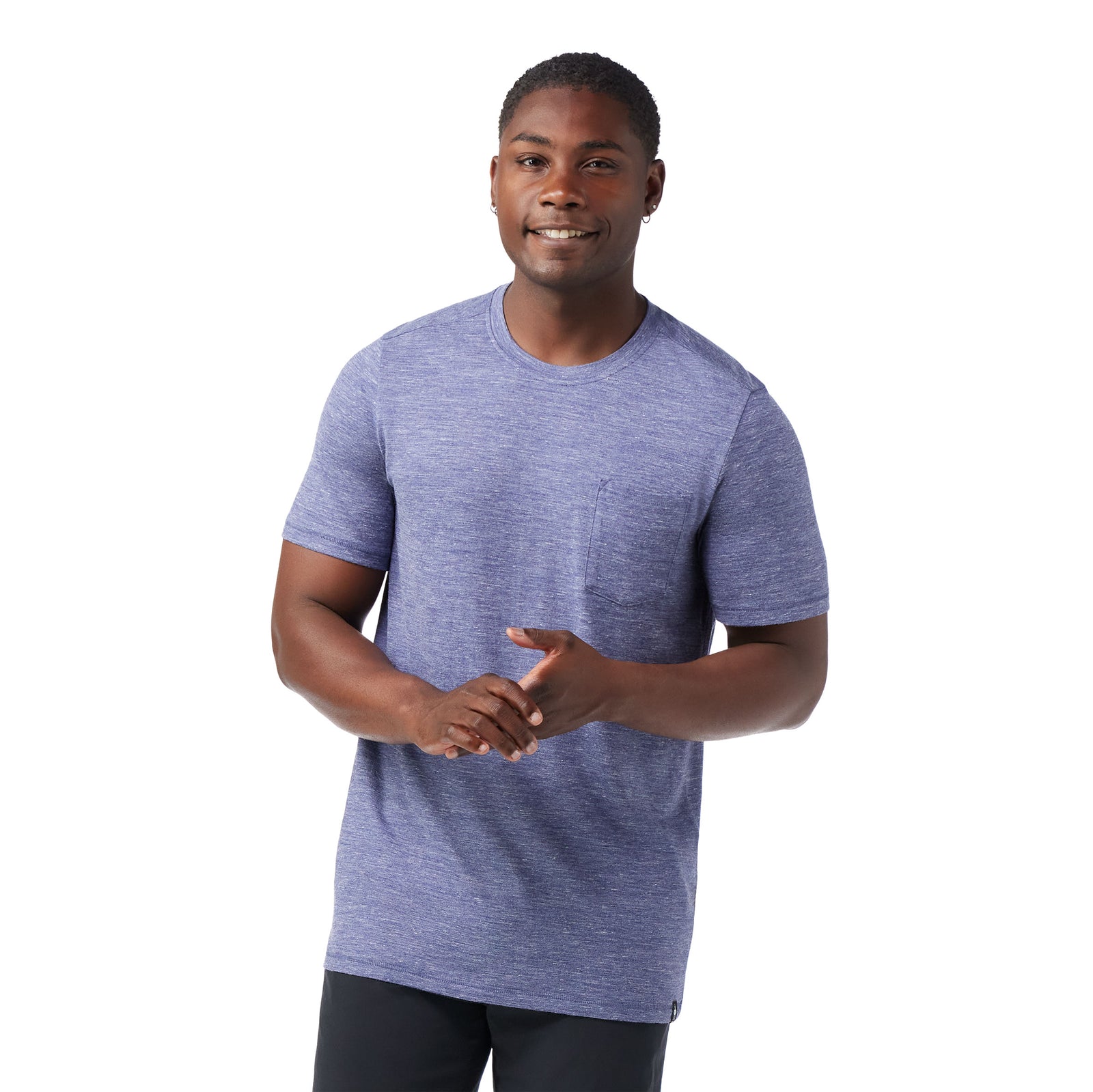Men's Merino Hemp Blend Short Sleeve Pocket Tee Dusty Teal Heather - ver - 1