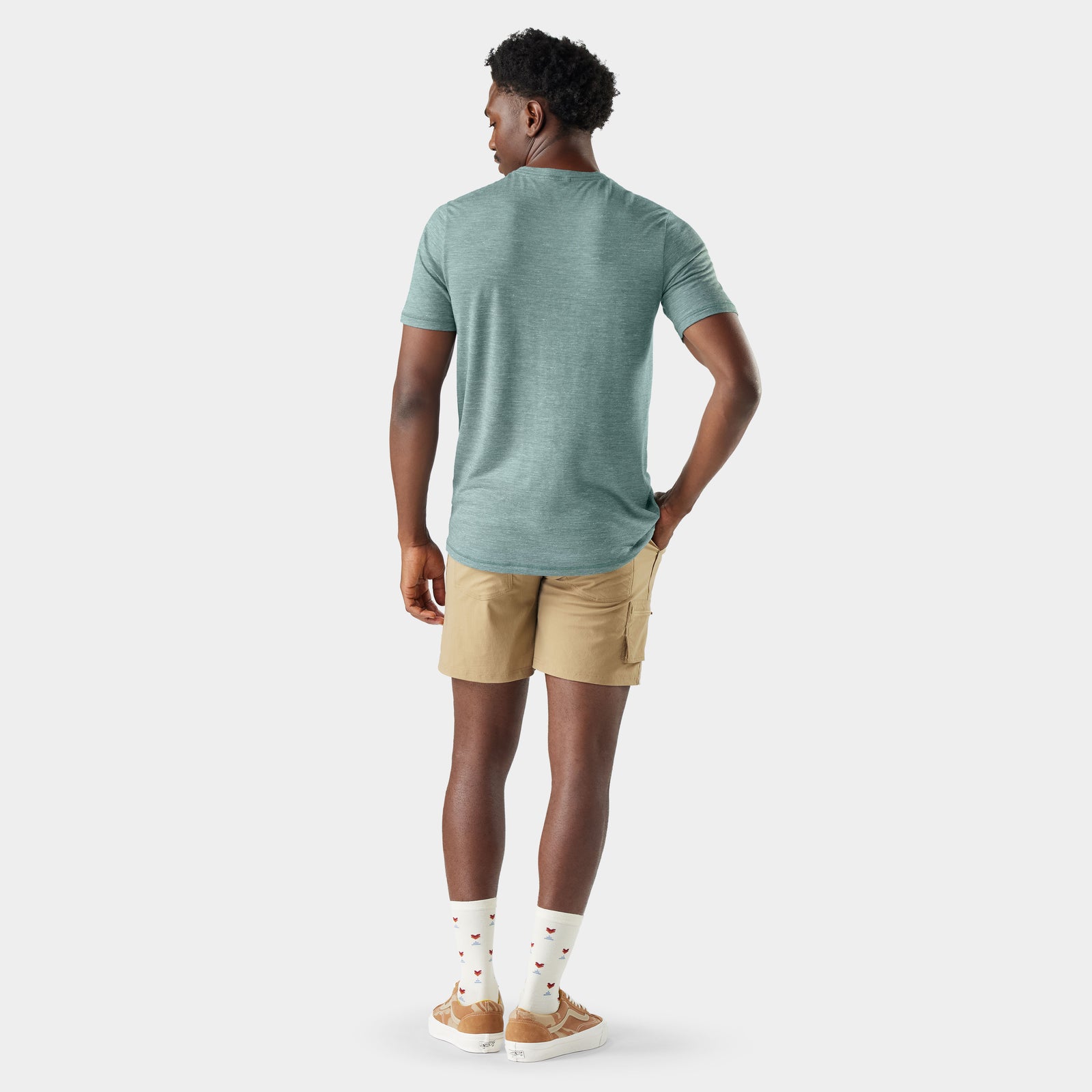 Men's Merino Hemp Blend Short Sleeve Pocket Tee Dusty Teal Heather - ver - 2