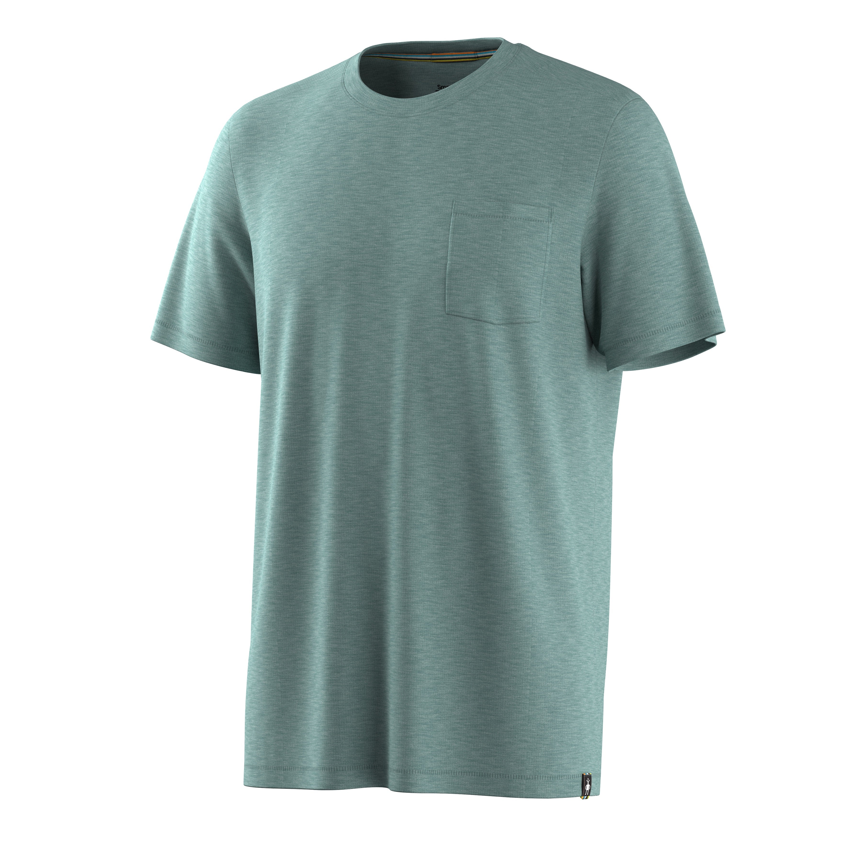Men's Merino Hemp Blend Short Sleeve Pocket Tee - Dusty Teal Heather